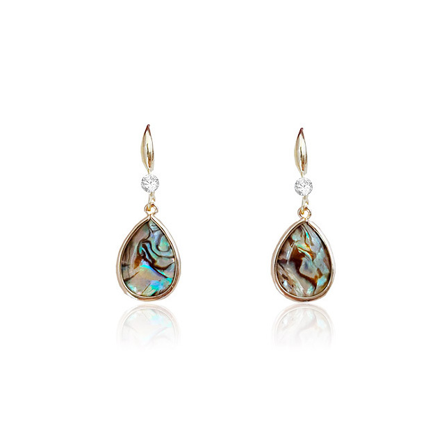 Shell Teardrop Fish Hook Earrings